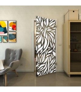 Ganzglastür - Fineprint Model 096 Weiss auf Grauglas