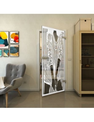 Ganzglastür - Fineprint Model 097 Weiss auf Grauglas