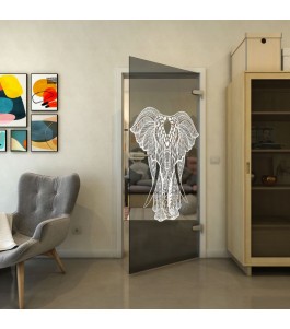 Ganzglastür - Fineprint Model 098 Weiss auf Grauglas