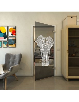 Ganzglastür - Fineprint Model 098 Weiss auf Grauglas