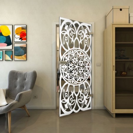 Ganzglastür - Fineprint Model 100 Weiss auf Grauglas