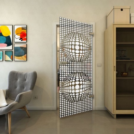 Ganzglastür - Fineprint Model 101 Weiss auf Grauglas