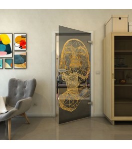 Ganzglastür - Fineprint Model 103 Gold auf Grauglas