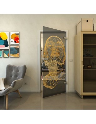 Ganzglastür - Fineprint Model 103 Gold auf Grauglas
