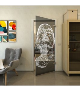 Ganzglastür - Fineprint Model 103 Weiss auf Grauglas