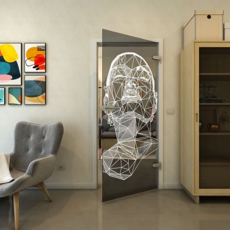 Ganzglastür - Fineprint Model 103 Weiss auf Grauglas