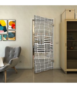 Ganzglastür - Fineprint Model 104 Weiss auf Grauglas