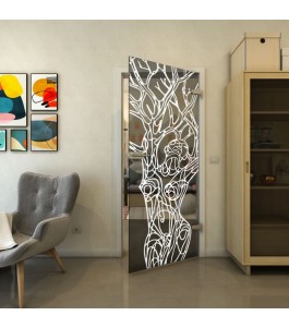 Ganzglastür - Fineprint Model 105 Weiss auf Grauglas