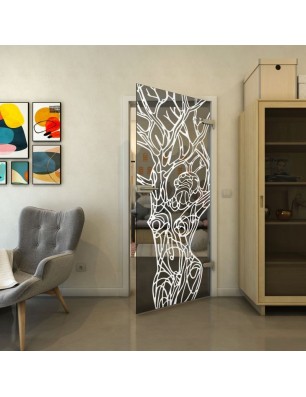 Ganzglastür - Fineprint Model 105 Weiss auf Grauglas