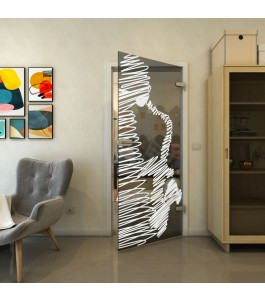 Ganzglastür - Fineprint Model 106 Weiss auf Grauglas