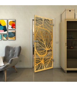 Ganzglastür - Fineprint Model 107 Gold auf Grauglas