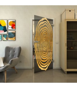Ganzglastür - Fineprint Model 109 Gold auf Grauglas