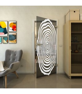 Ganzglastür - Fineprint Model 109 Weiss auf Grauglas