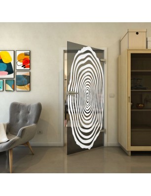 Ganzglastür - Fineprint Model 109 Weiss auf Grauglas