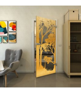 Ganzglastür - Fineprint Model 110 Gold auf Grauglas