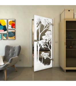 Ganzglastür - Fineprint Model 110 Weiss auf Grauglas