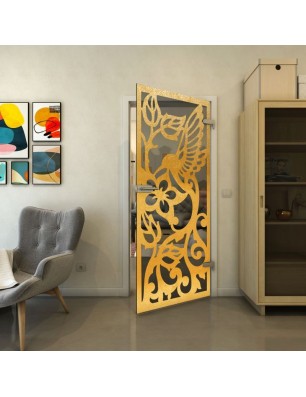 Ganzglastür - Fineprint Model 112 Gold auf Grauglas