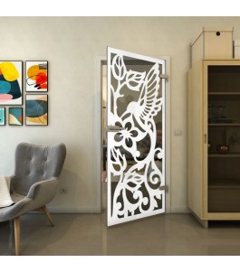 Ganzglastür - Fineprint Model 112 Weiss auf Grauglas