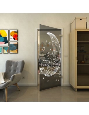 Ganzglastür - Fineprint Model 113 Weiss auf Grauglas