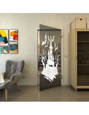 Ganzglastür - Fineprint Model 114 Weiss auf Grauglas