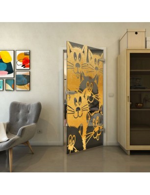 Ganzglastür - Fineprint Model 115 Gold auf Grauglas