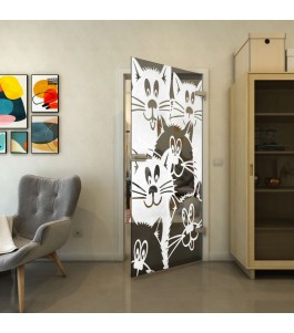 Ganzglastür - Fineprint Model 115 Weiss auf Grauglas