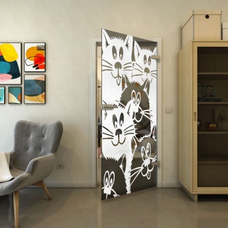 Ganzglastür - Fineprint Model 115 Weiss auf Grauglas