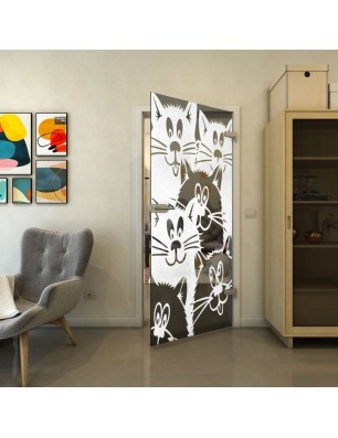 Ganzglastür - Fineprint Model 115 Weiss auf Grauglas