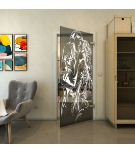 Ganzglastür - Fineprint Model 116 Weiss auf Grauglas