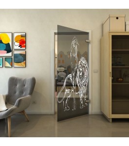 Ganzglastür - Fineprint Model 117 Weiss auf Grauglas