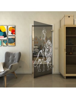 Ganzglastür - Fineprint Model 117 Weiss auf Grauglas