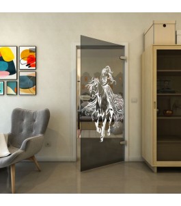 Ganzglastür - Fineprint Model 118 Weiss auf Grauglas