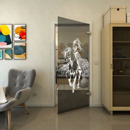 Ganzglastür - Fineprint Model 118 Weiss auf Grauglas