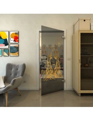 Ganzglastür - Fineprint Model 119 Gold auf Grauglas