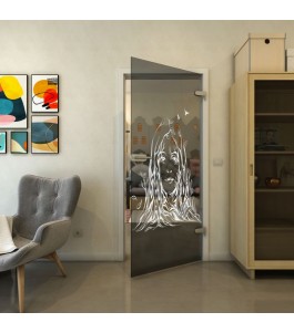 Ganzglastür - Fineprint Model 119 Weiss auf Grauglas