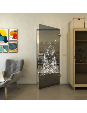 Ganzglastür - Fineprint Model 119 Weiss auf Grauglas