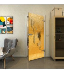 Ganzglastür - Fineprint Model 120 Gold auf Grauglas