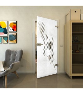 Ganzglastür - Fineprint Model 120 Weiss auf Grauglas