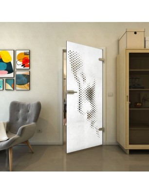 Ganzglastür - Fineprint Model 120 Weiss auf Grauglas