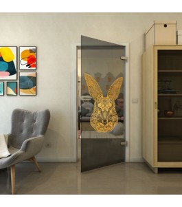 Ganzglastür - Fineprint Model 121 Gold auf Grauglas