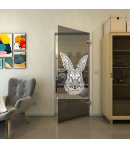 Ganzglastür - Fineprint Model 121 Weiss auf Grauglas