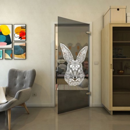 Ganzglastür - Fineprint Model 121 Weiss auf Grauglas