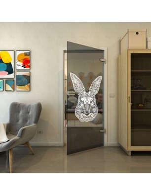 Ganzglastür - Fineprint Model 121 Weiss auf Grauglas