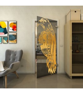 Ganzglastür - Fineprint Model 122 Gold auf Grauglas