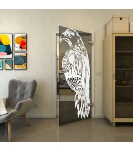 Ganzglastür - Fineprint Model 122 Weiss auf Grauglas