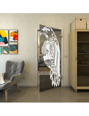 Ganzglastür - Fineprint Model 122 Weiss auf Grauglas