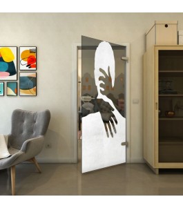 Ganzglastür - Fineprint Model 124 Weiss auf Grauglas