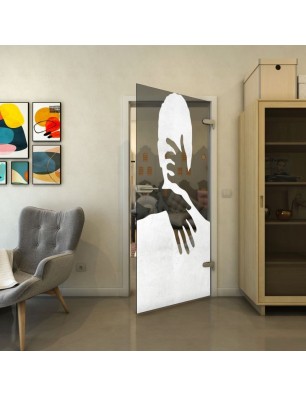 Ganzglastür - Fineprint Model 124 Weiss auf Grauglas