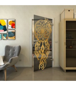 Ganzglastür - Fineprint Model 125 Gold auf Grauglas