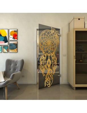 Ganzglastür - Fineprint Model 125 Gold auf Grauglas